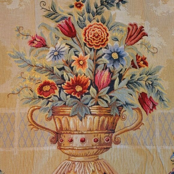 Vintage French Tapestry Wall Hanging, 47" X 37.5" BOLD Colors - Picture 2 of 8